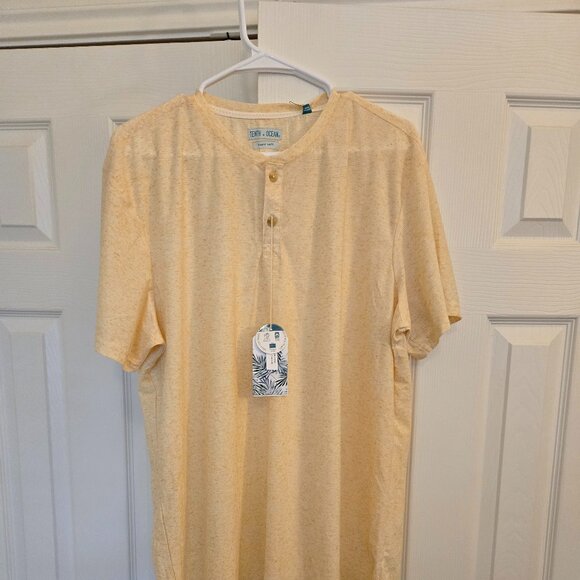 Tenth & Ocean Beige Henley short sleeve - XL - Picture 1 of 6